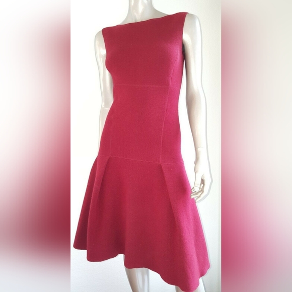 *$3,800 OSCAR DE LA RENTA STUNNING WOOL CASHMERE PLEADED RUNWAY DRESS US S - Picture 4 of 10